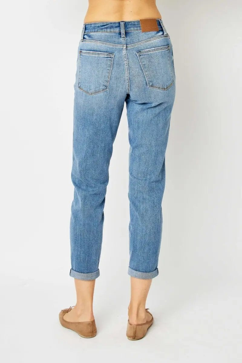 Judy Blue Full Size Cuffed Hem Slim Jeans for Women - Love Salve